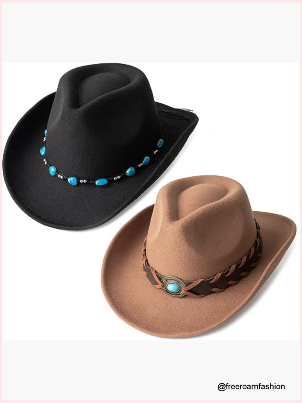 Felt Wide Brim Cowboy Hat with Belt Buckle